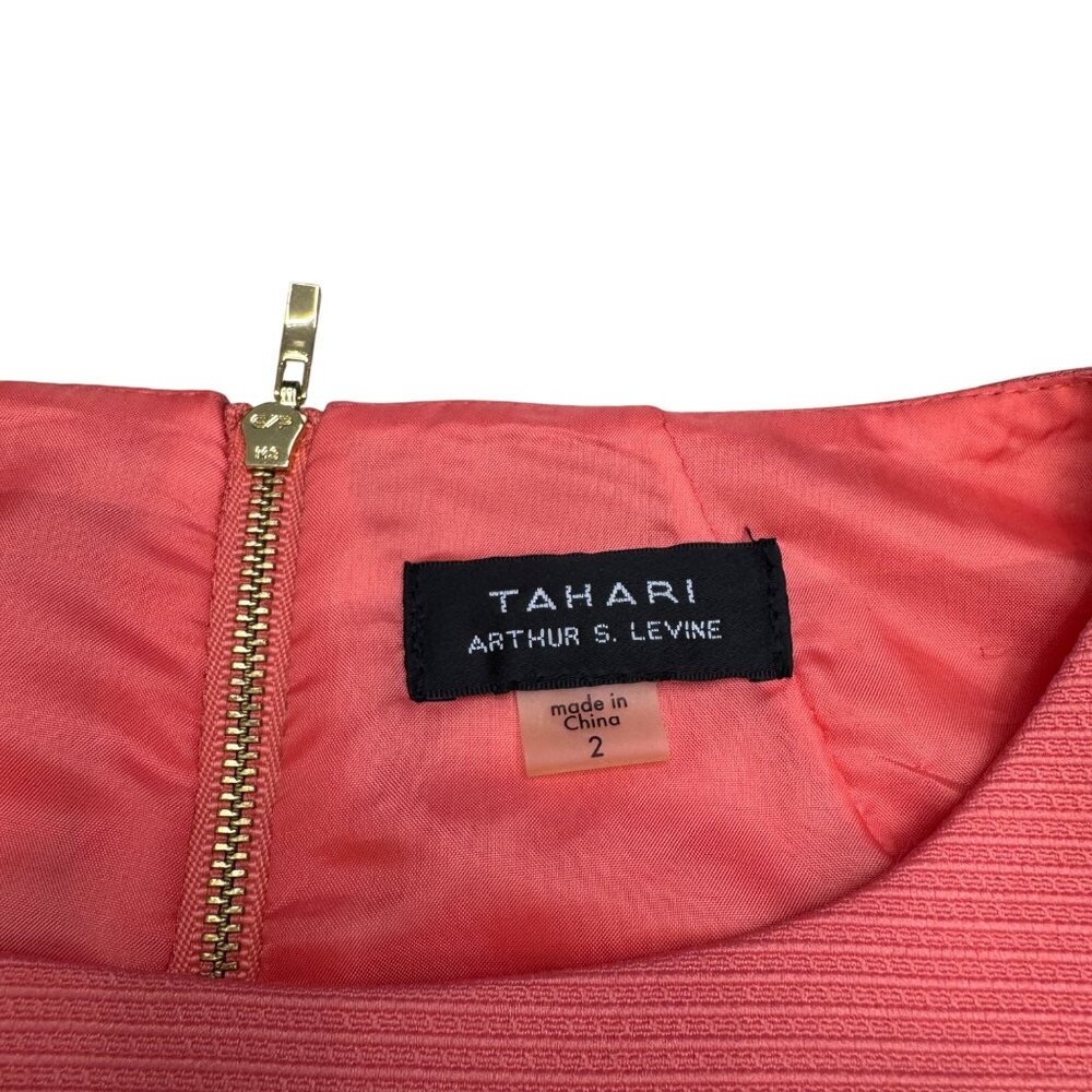 Tahari ASL Women's Bow Cocktail Dress Fit & Flare Coral Pink, Size 2 - Picture 6 of 9